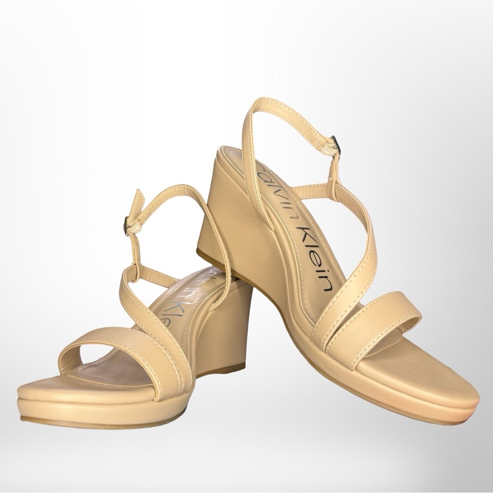 Calvin Klein Beige Wedge Sandals